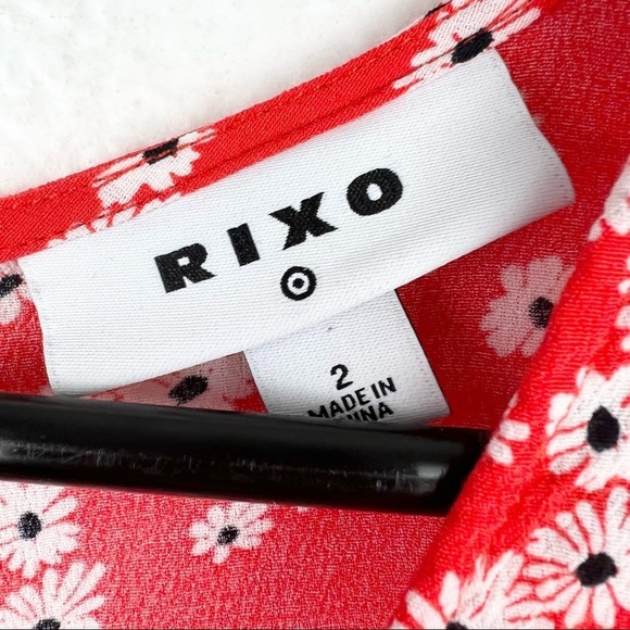 RIXO x Target Red Ditzy Daisy Floral Puff Sleeve Mini Dress, Size 2 - Picture 10 of 12